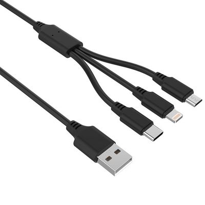 3 In 1 PVC 5V 2.4A 4m Rohs USB Multi Charging Cable