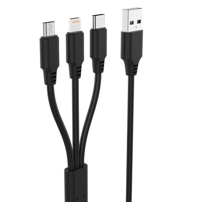 3 In 1 PVC 5V 2.4A 4m Rohs USB Multi Charging Cable