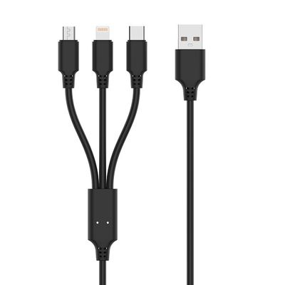 3 In 1 PVC 5V 2.4A 4m Rohs USB Multi Charging Cable