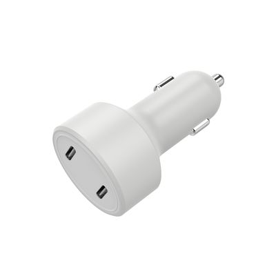 White TYPE C 2 36W PD3.0 9V2A Dual Port Car Charger