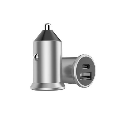 A C Plastic Head Dual Ports PD FCC 18W 2.4A Cell Phone Car Charger